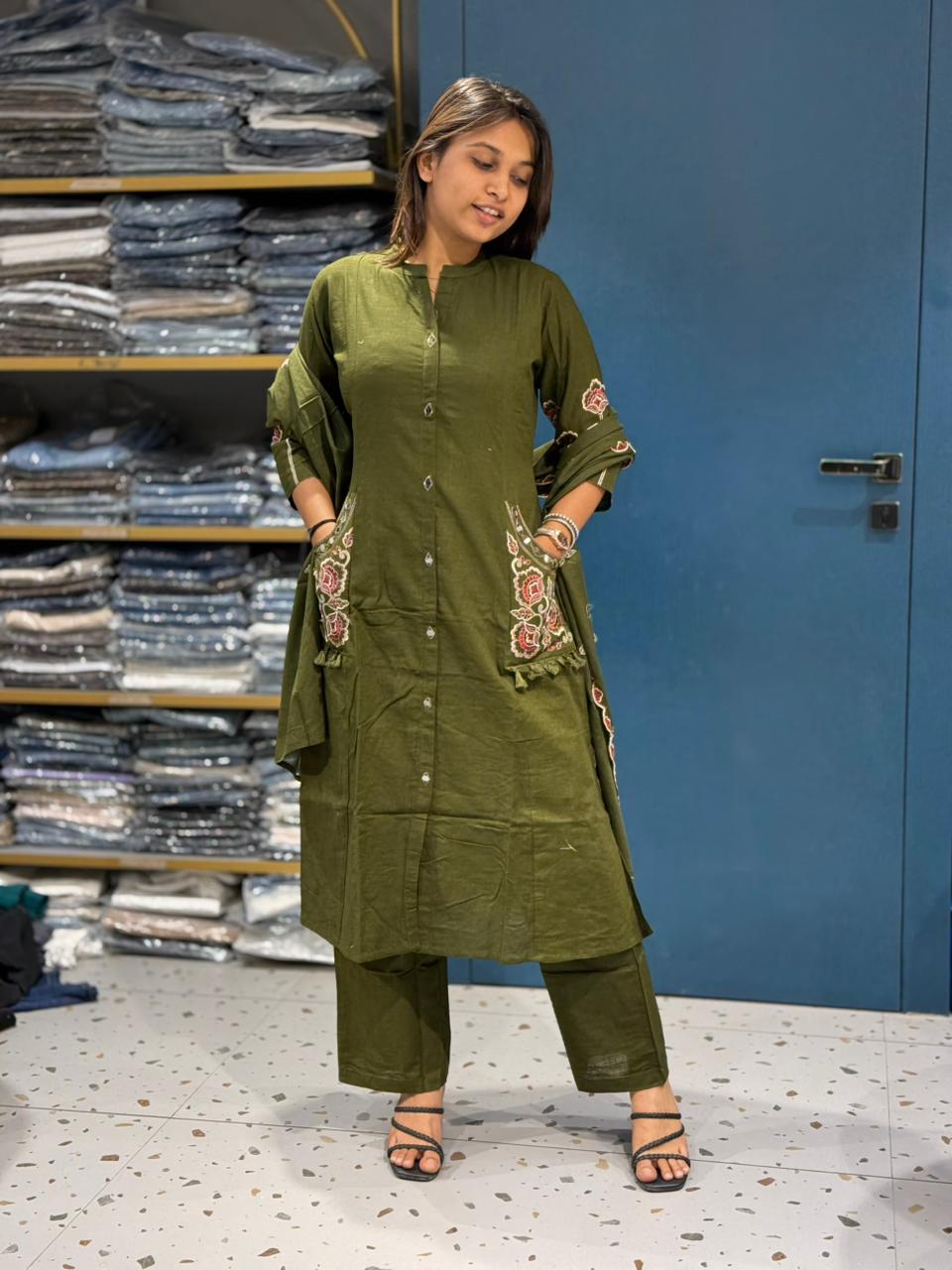Embroidered Kurti Set with Dupatta | Elegant Ethnic Wear by Shagun Fashion