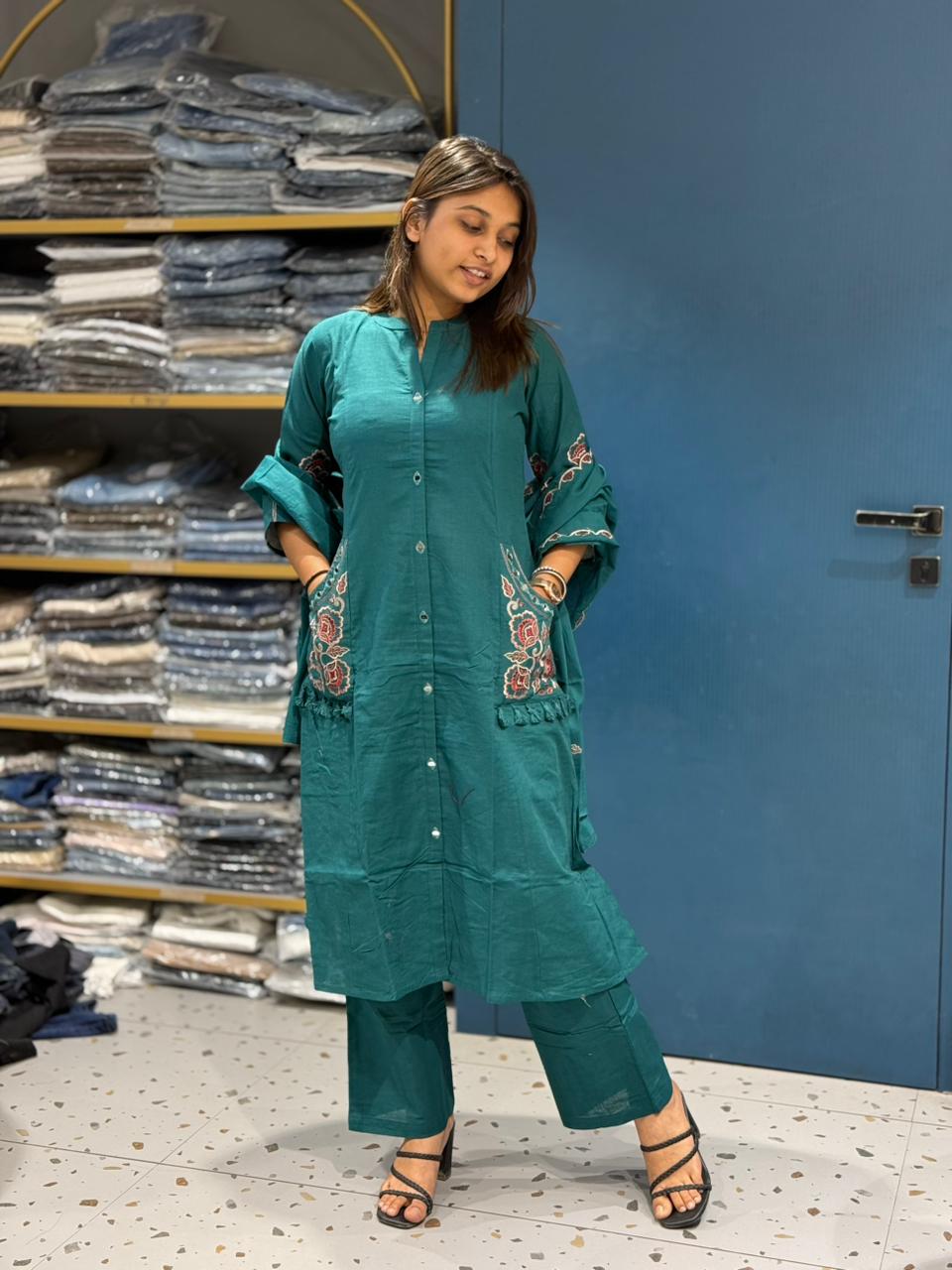 Embroidered Kurti Set with Dupatta | Elegant Ethnic Wear by Shagun Fashion