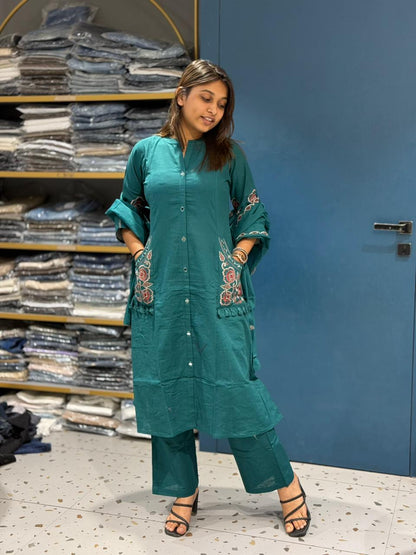 Embroidered Kurti Set with Dupatta | Elegant Ethnic Wear by Shagun Fashion