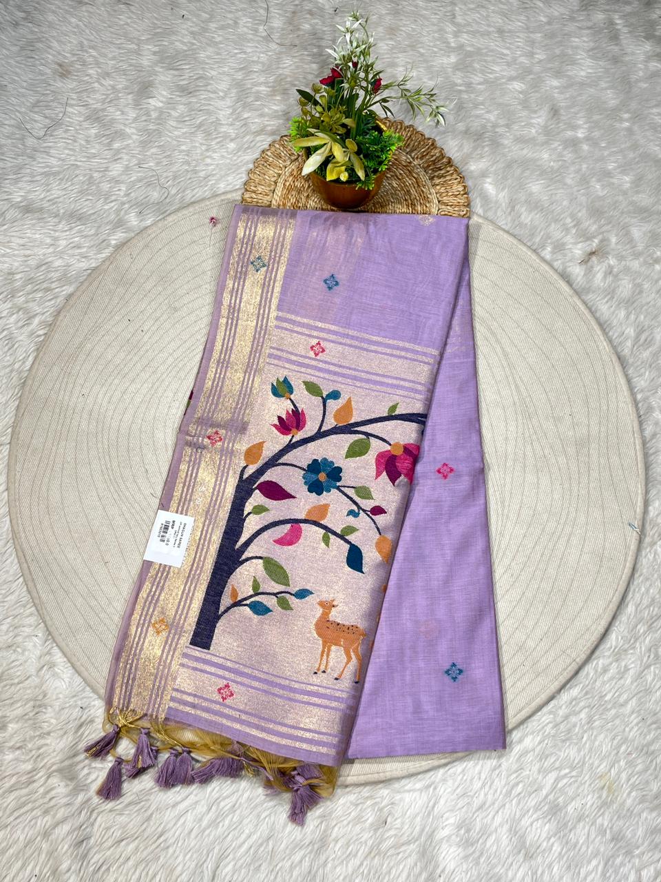 Designer Deer Motif Saree with Floral Pallu | Shagun Fashion