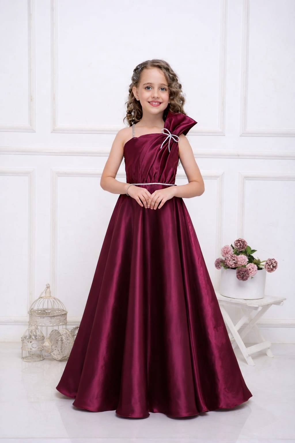 SHAGUN FASHION One-Shoulder Party Wear Gown for Girls ✨