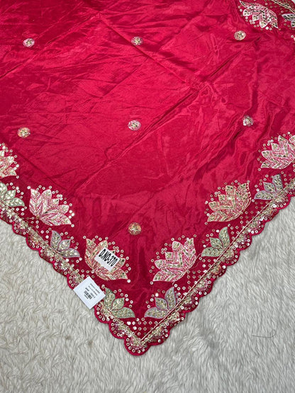 SHAGUN FASHION Designer Embroidered Silk Saree with Zari & Sequins Border – Party Wear Wedding Saree