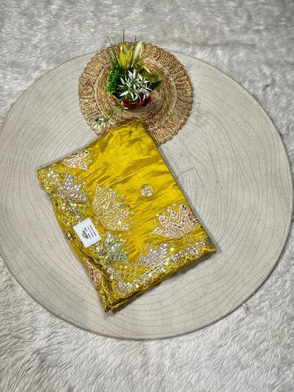 SHAGUN FASHION Designer Embroidered Silk Saree with Zari & Sequins Border – Party Wear Wedding Saree