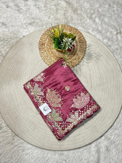 SHAGUN FASHION Designer Embroidered Silk Saree with Zari & Sequins Border – Party Wear Wedding Saree