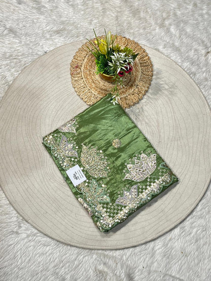 SHAGUN FASHION Designer Embroidered Silk Saree with Zari & Sequins Border – Party Wear Wedding Saree