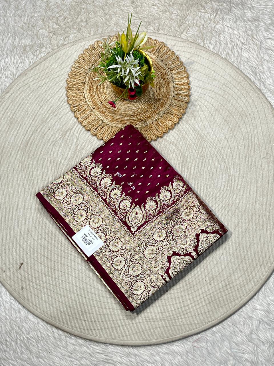 Banarasi Silk Zari Saree with Rich Gold Border – Traditional Wedding & Festive Wear | Shagun Sarees