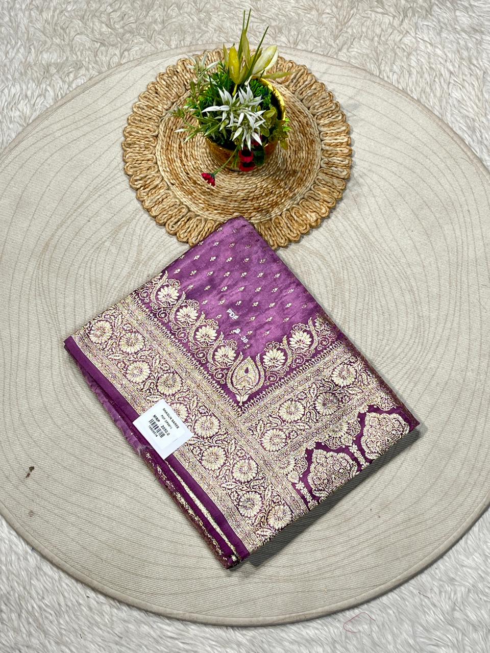 Banarasi Silk Zari Saree with Rich Gold Border – Traditional Wedding & Festive Wear | Shagun Sarees