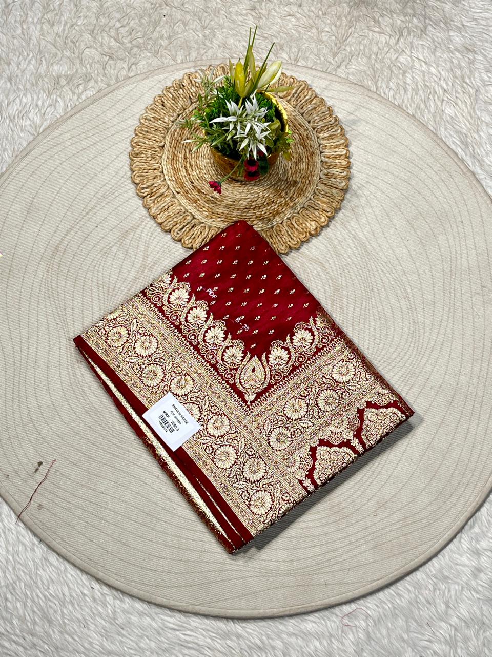 Banarasi Silk Zari Saree with Rich Gold Border – Traditional Wedding & Festive Wear | Shagun Sarees