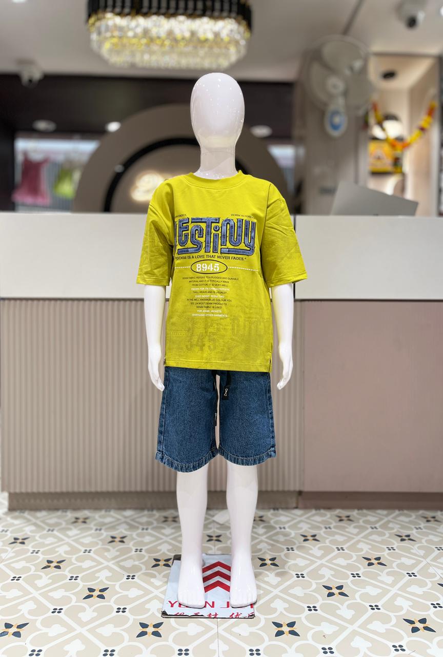 Stylish Boys Casual T-Shirt & Denim Shorts Set
