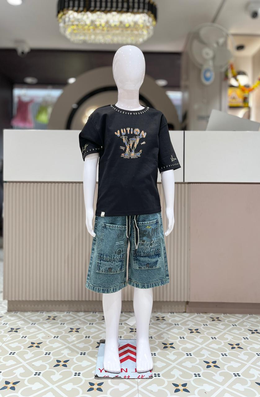 Stylish Boys Casual T-Shirt & Denim Shorts Set