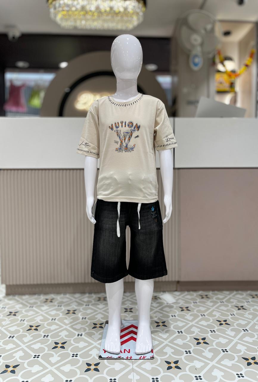 Stylish Boys Casual T-Shirt & Denim Shorts Set