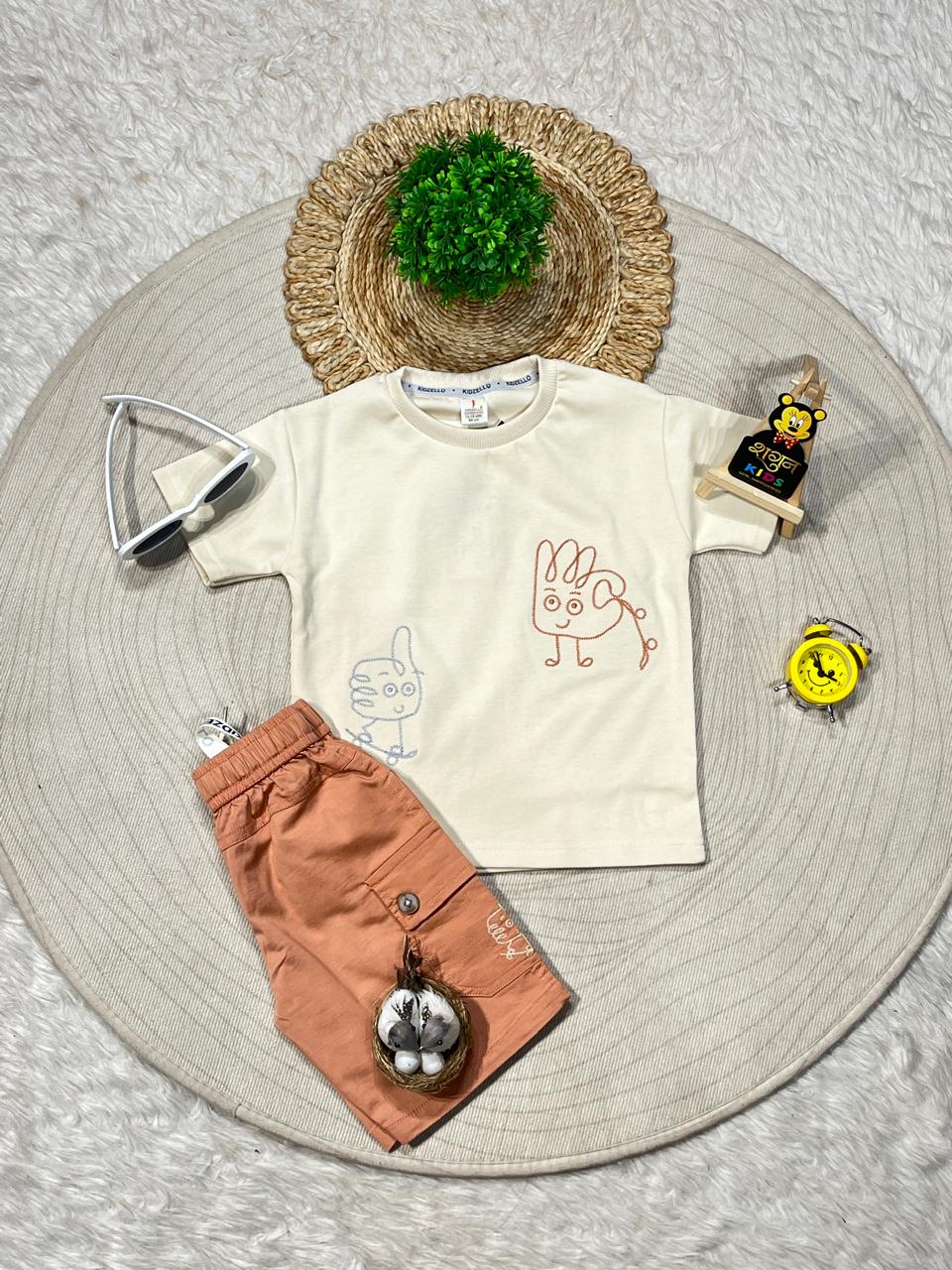 SHAGUN FASHION Cute Cartoon Print Kids Casual T-Shirt & Shorts Set