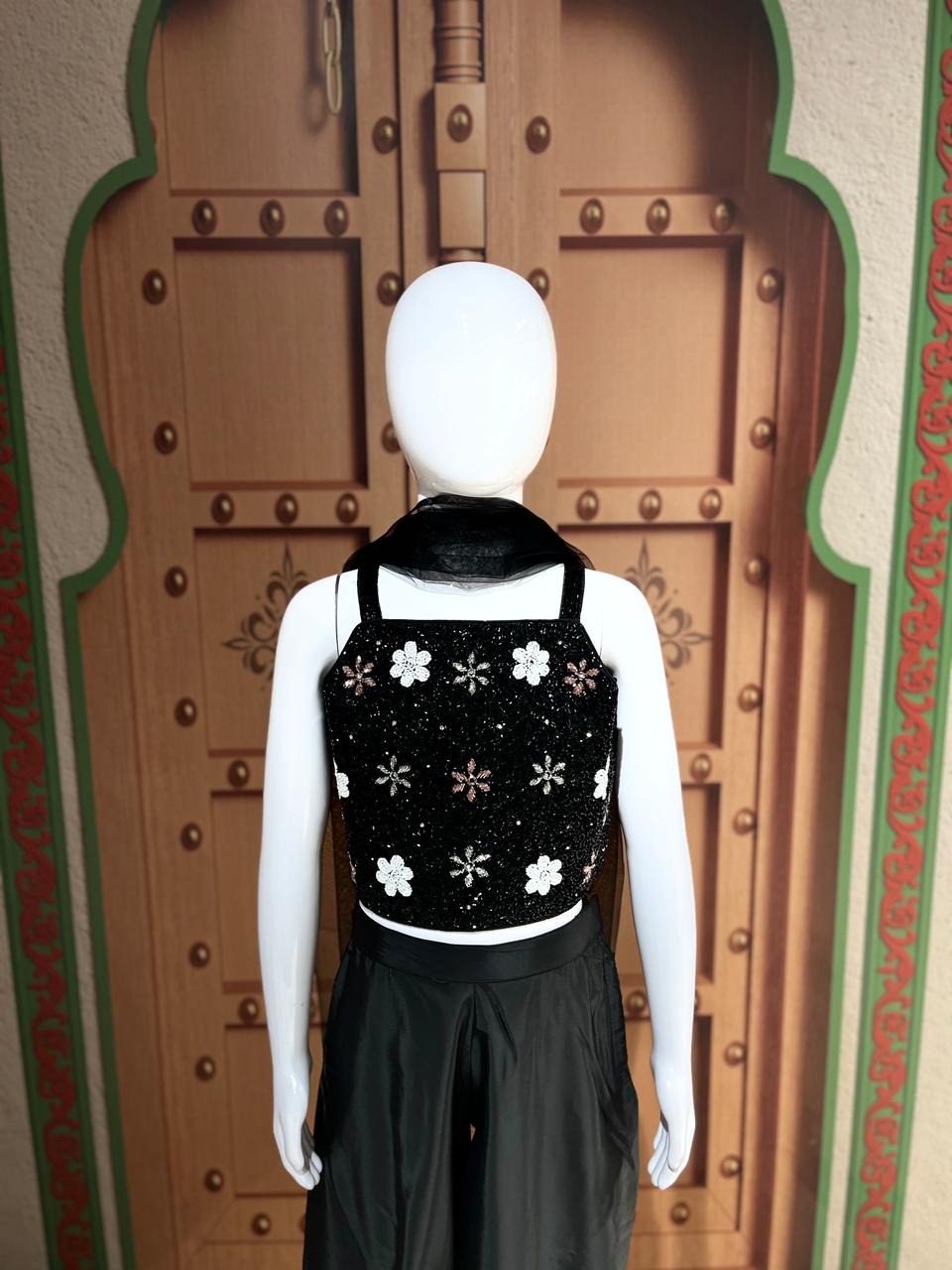 Midnight Sparkle Floral Party Co-Ord Set for Girls