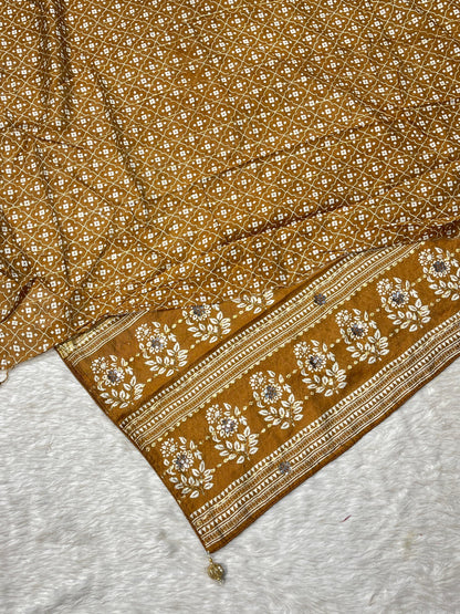 SHAGUN FASHION Cotton Printed Saree with Floral Design & Zari Border | Shagun Sarees