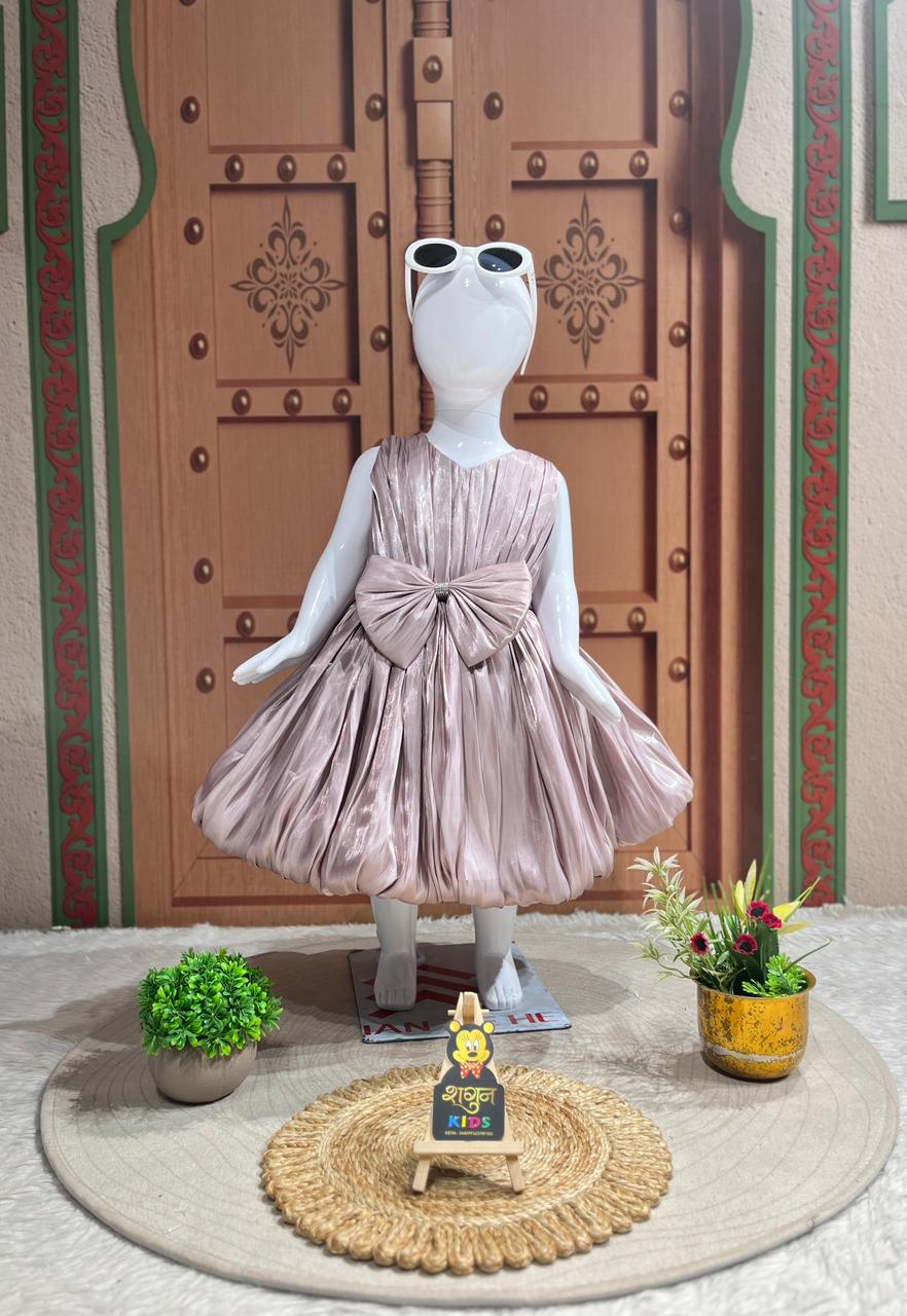 SHAGUN FASHION Blush Pleated Party Frock for Girls