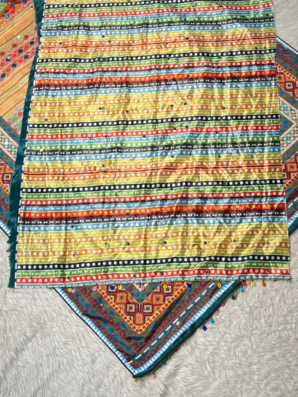 Multicolor Printed Saree with Geometric Design | Festive Wear by Shagun Fashion
