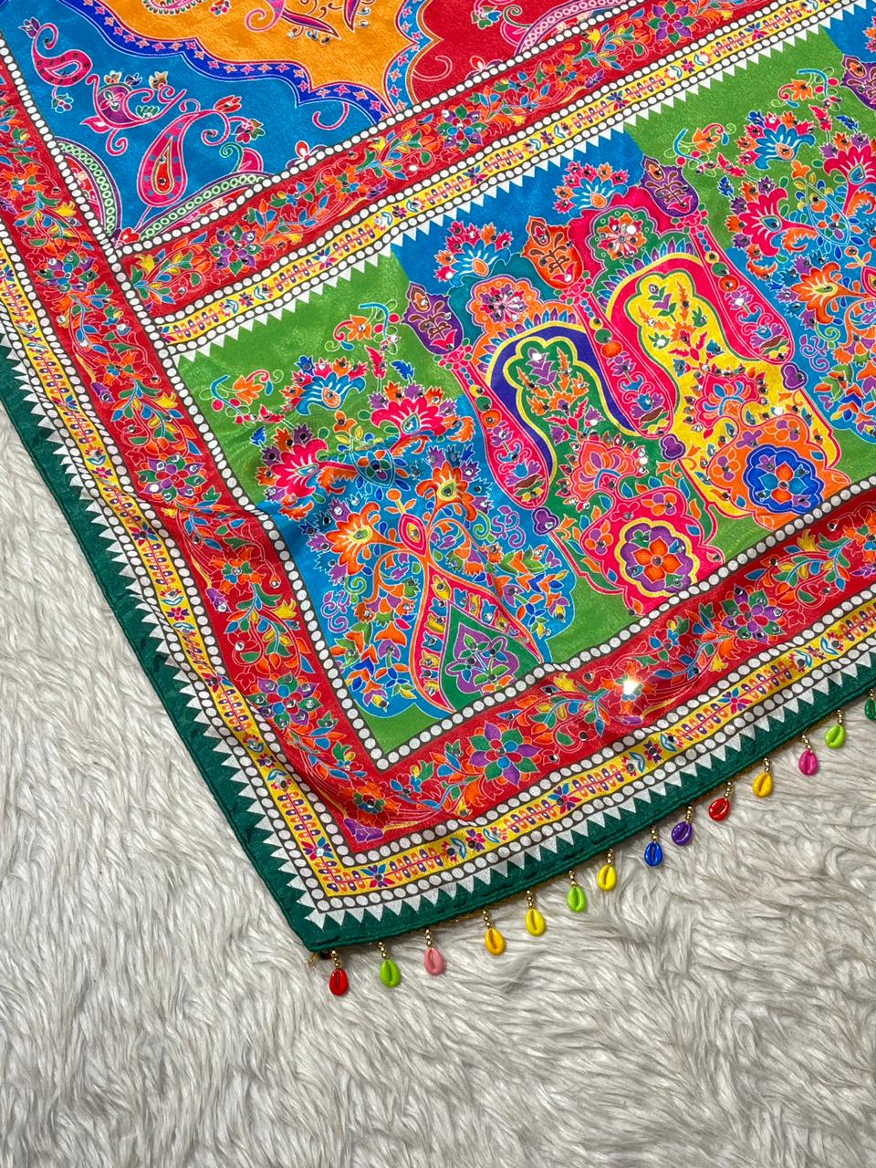 Multicolor Printed Saree with Geometric Design | Festive Wear by Shagun Fashion