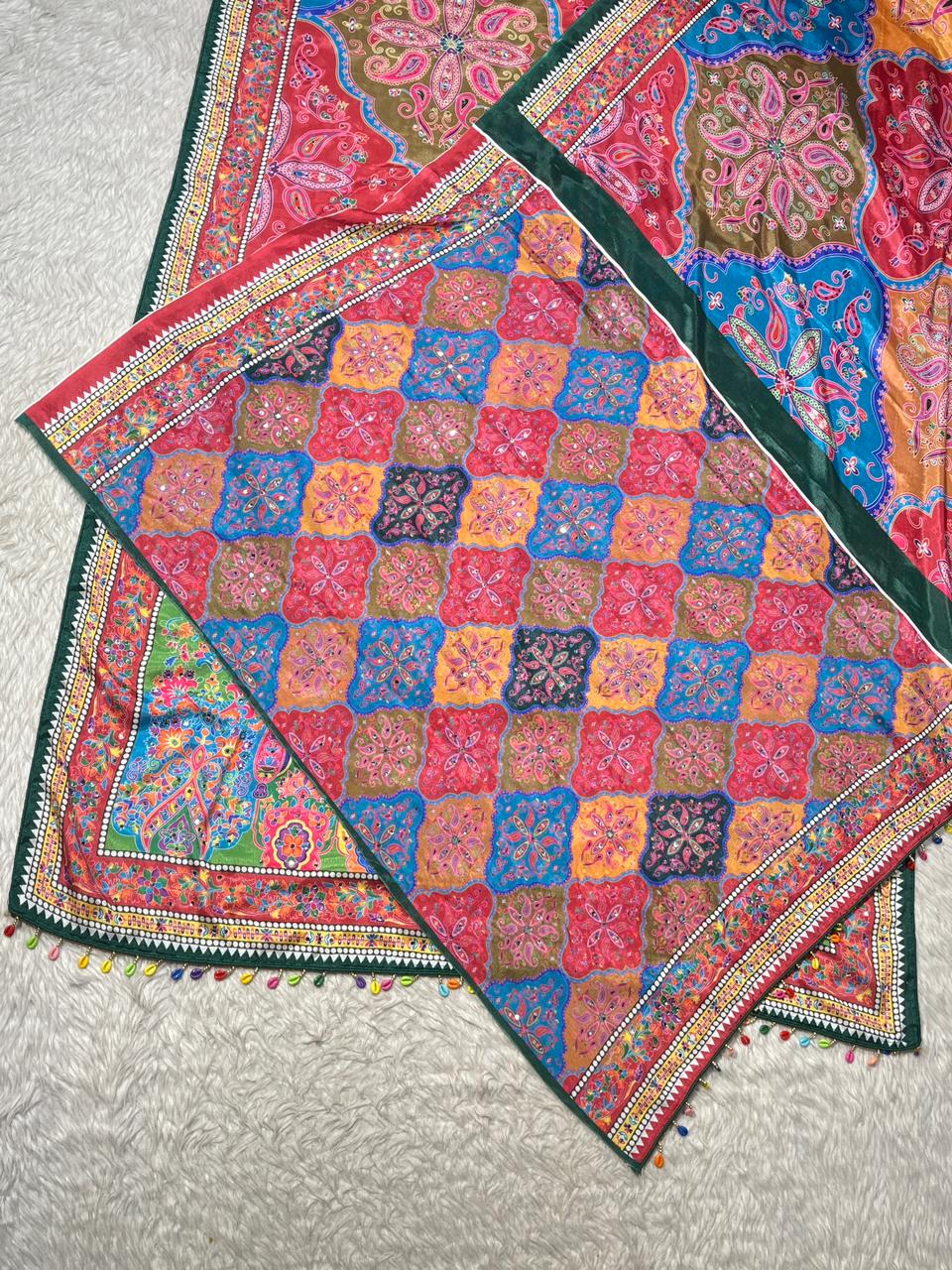 Multicolor Printed Saree with Geometric Design | Festive Wear by Shagun Fashion