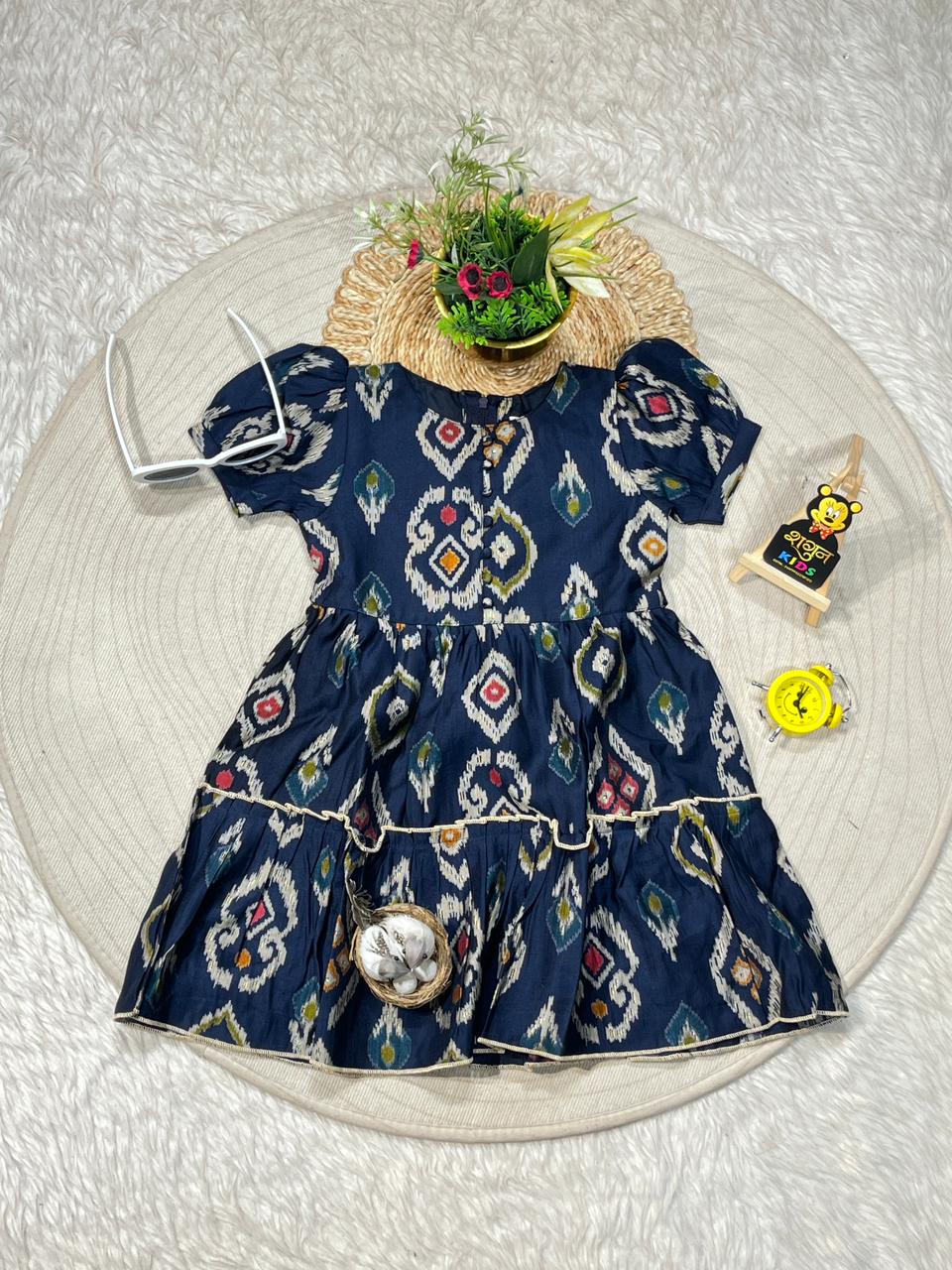 SHAGUN FASHION Ikat Print Girls Party Wear Dress