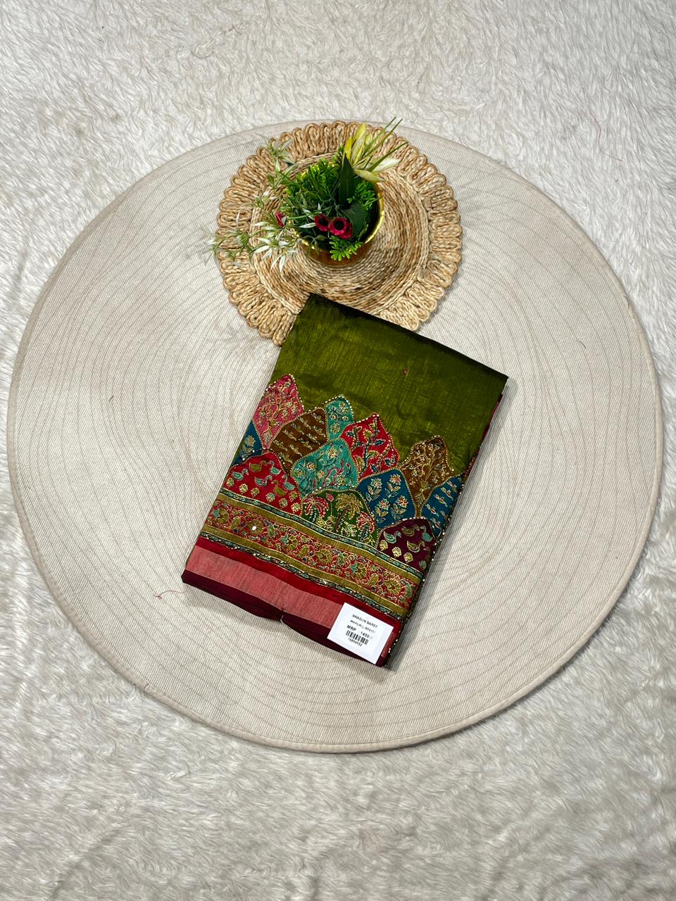Multicolor Patchwork Silk Blend Saree with Zari Border & Rich Embroidered Pallu | Shagun Sarees