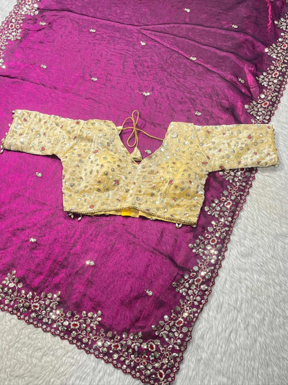 Designer Silk Embroidered Saree with Heavy Blouse | Wedding & Party Wear Collection by Shagun Sarees
