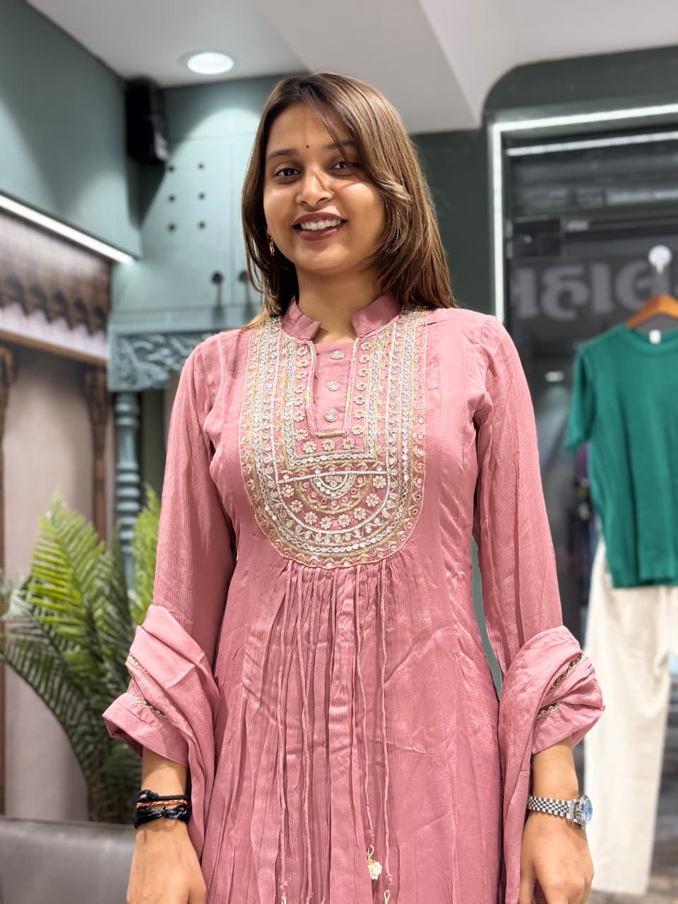 Elegant Hand-Embroidered Anarkali Kurta Set with Dupatta
