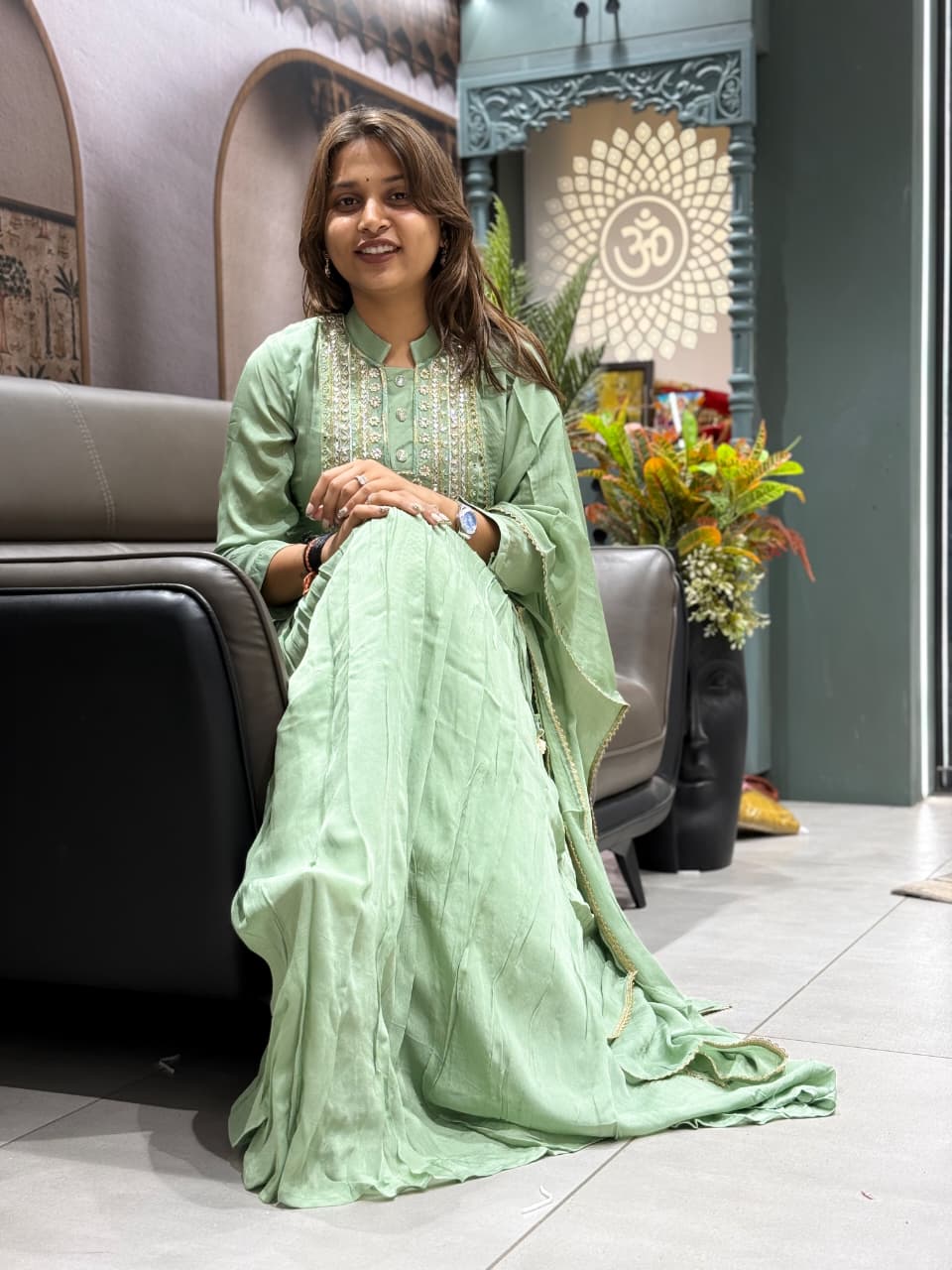 Elegant Hand-Embroidered Anarkali Kurta Set with Dupatta
