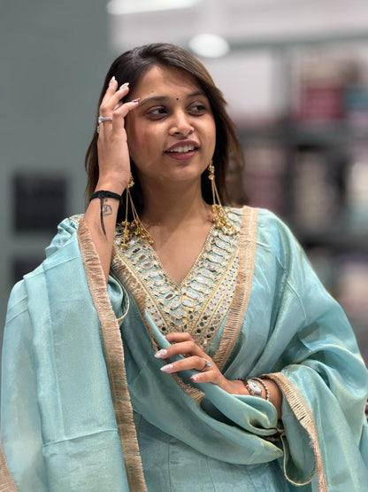 Mirror Work Kurta Palazzo Set with Dupatta – Elegant Festive Wear