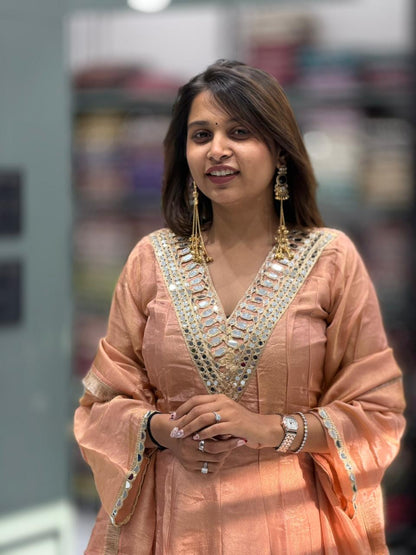 Mirror Work Kurta Palazzo Set with Dupatta – Elegant Festive Wear
