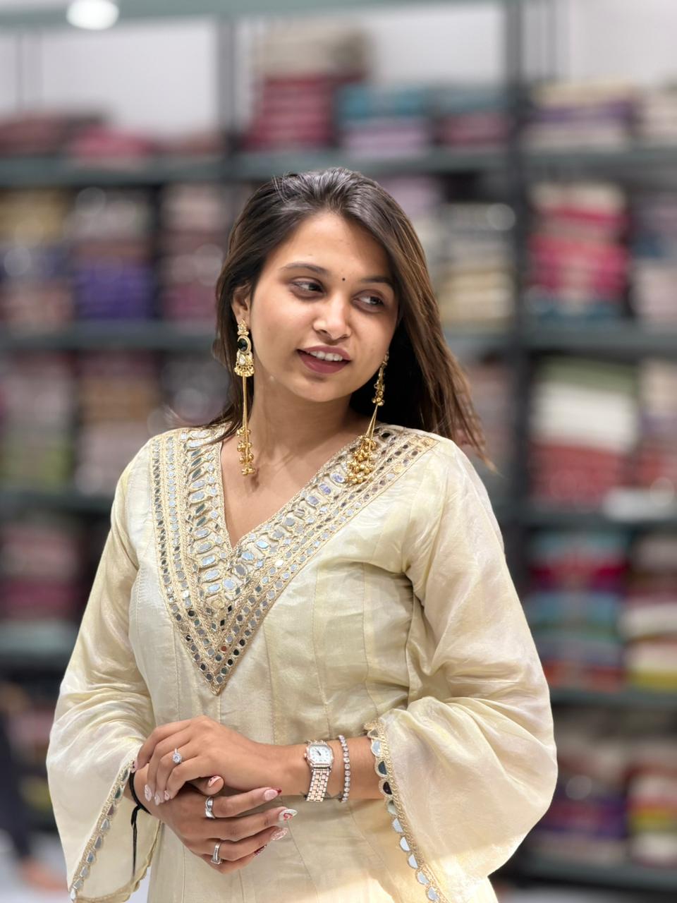 Mirror Work Kurta Palazzo Set with Dupatta – Elegant Festive Wear