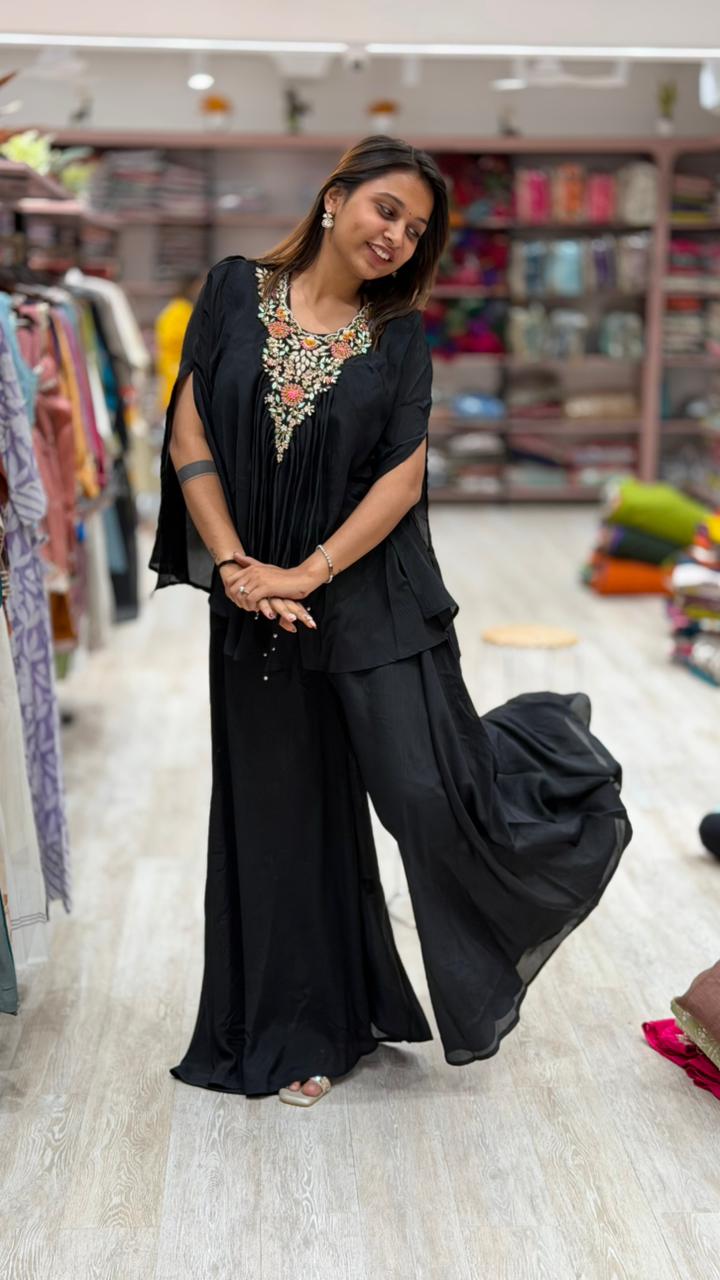 Sunshine Embroidered Kaftan Co-Ord Set with Flowy Pants