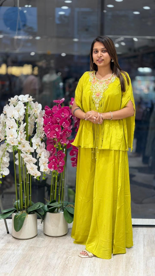 Sunshine Embroidered Kaftan Co-Ord Set with Flowy Pants