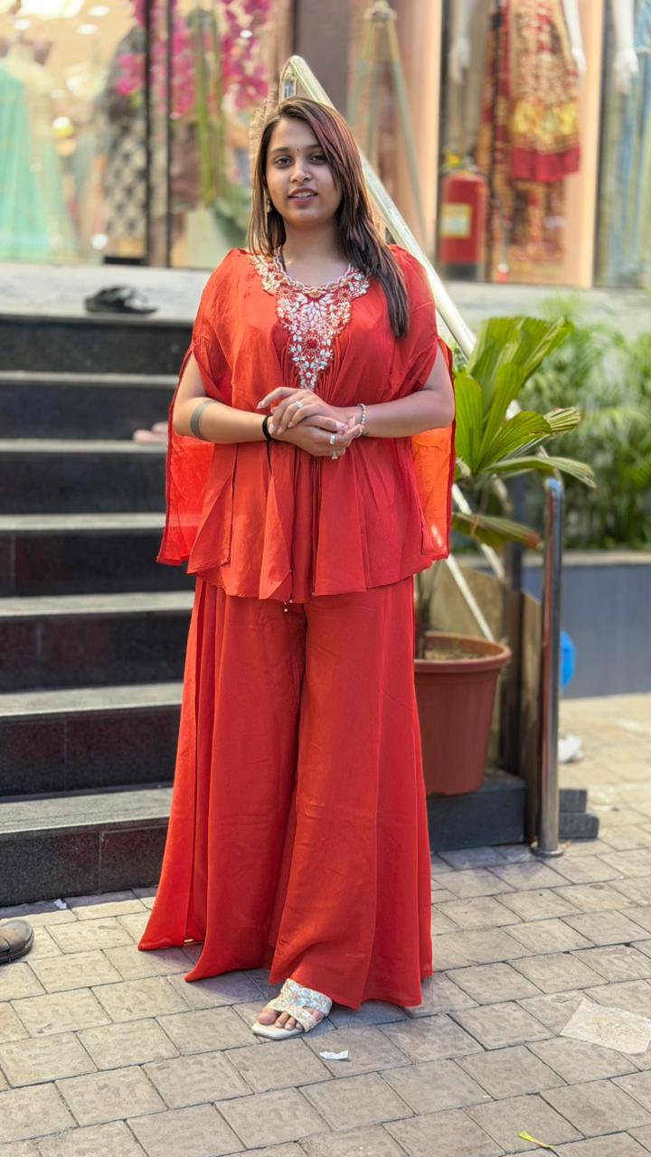Sunshine Embroidered Kaftan Co-Ord Set with Flowy Pants