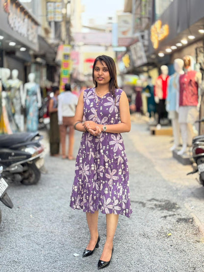 SHAGUN FASHION Floral Midi Dress for Women | Sleeveless Casual Everyday Wear Dress
