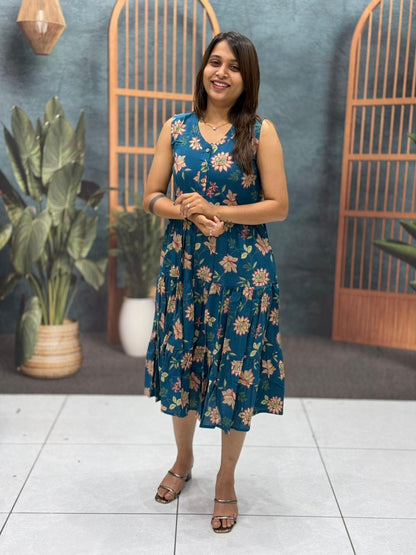SHAGUN FASHION Floral Midi Dress for Women | Sleeveless Casual Everyday Wear Dress