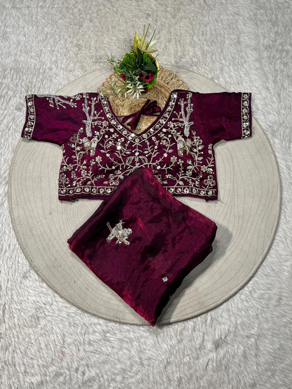 SHAGUN FASHION Embroidered Saree with Designer Blouse | Wedding & Festive Wear by Shagun