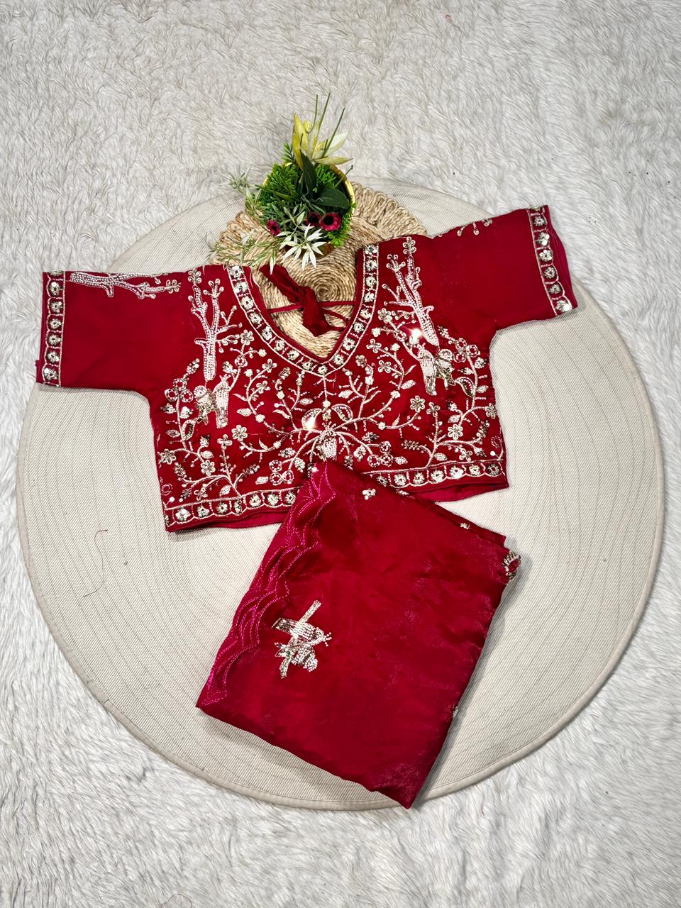 SHAGUN FASHION Embroidered Saree with Designer Blouse | Wedding & Festive Wear by Shagun