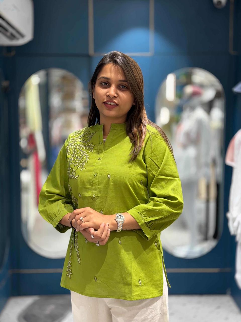 SHAGUN FASHION Embroidered Cotton Short Kurti for Women – Stylish Casual & Festive Wear