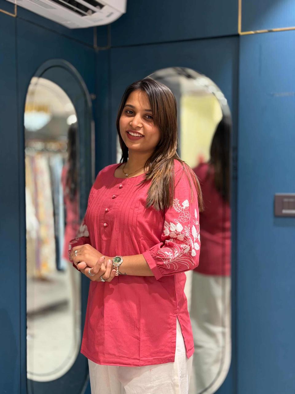 SHAGUN FASHION Wine Embroidered Kurti Set for Women | Casual & Festive Wear