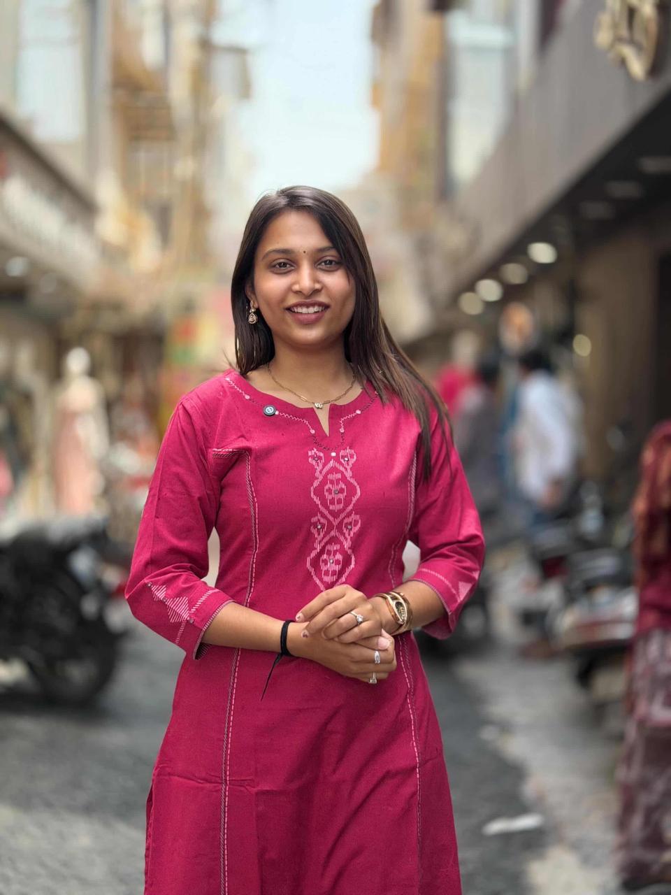 SHAGUN FASHION Anvita Brad Kurti Elegant Cotton A-Line Kurti for Women with Ethnic Motif Embroidery – Casual & Office Wear