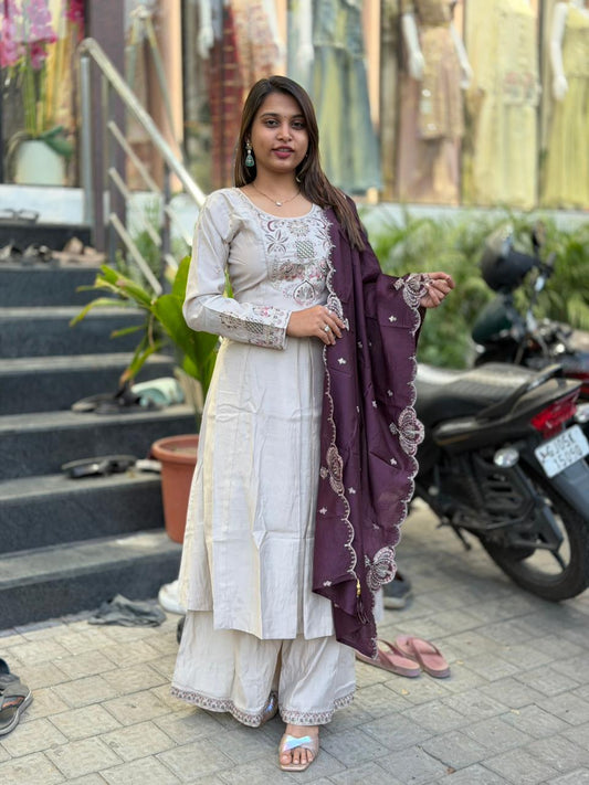 SHAGUN FASHION Embroidered Kurta Set with Palazzo & Dupatta