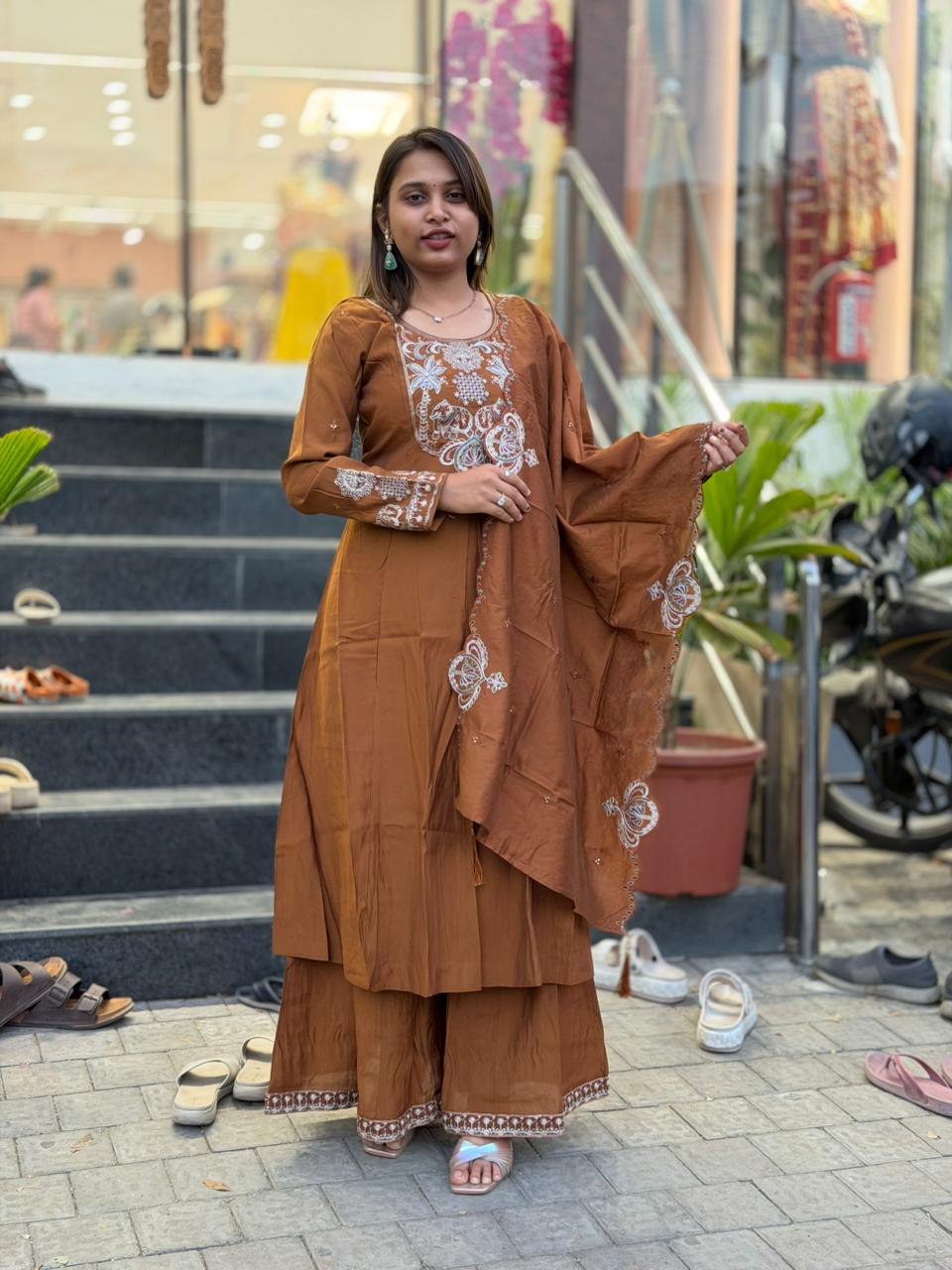 SHAGUN FASHION Embroidered Kurta Set with Palazzo & Dupatta