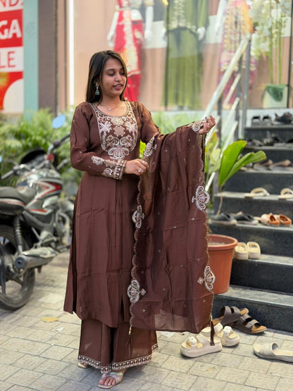 SHAGUN FASHION Embroidered Kurta Set with Palazzo & Dupatta