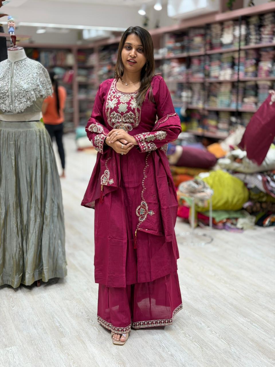 SHAGUN FASHION Embroidered Kurta Set with Palazzo & Dupatta