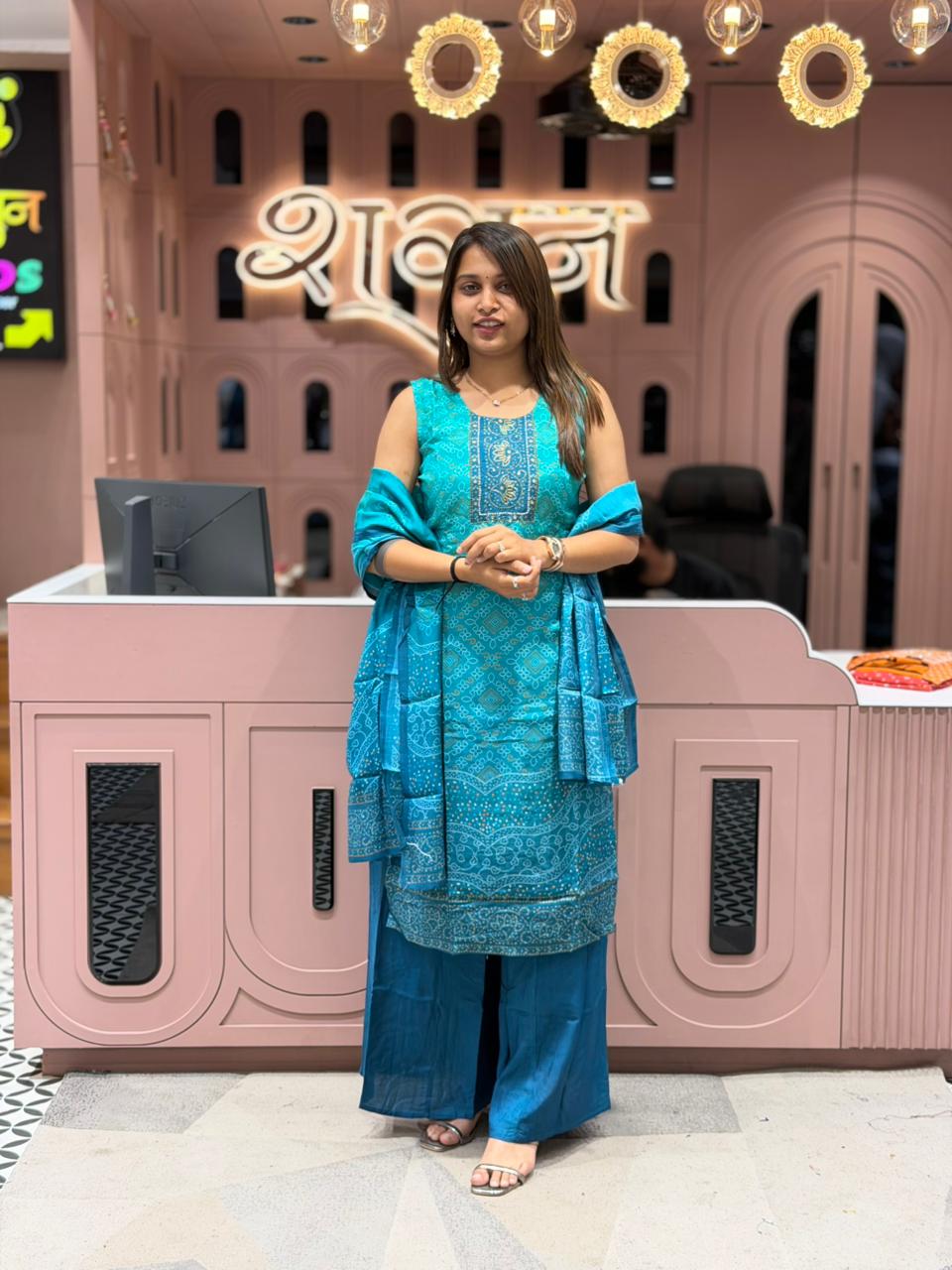 SHAGUN FASHION Teal Blue Printed Kurta Set with Dupatta for Women