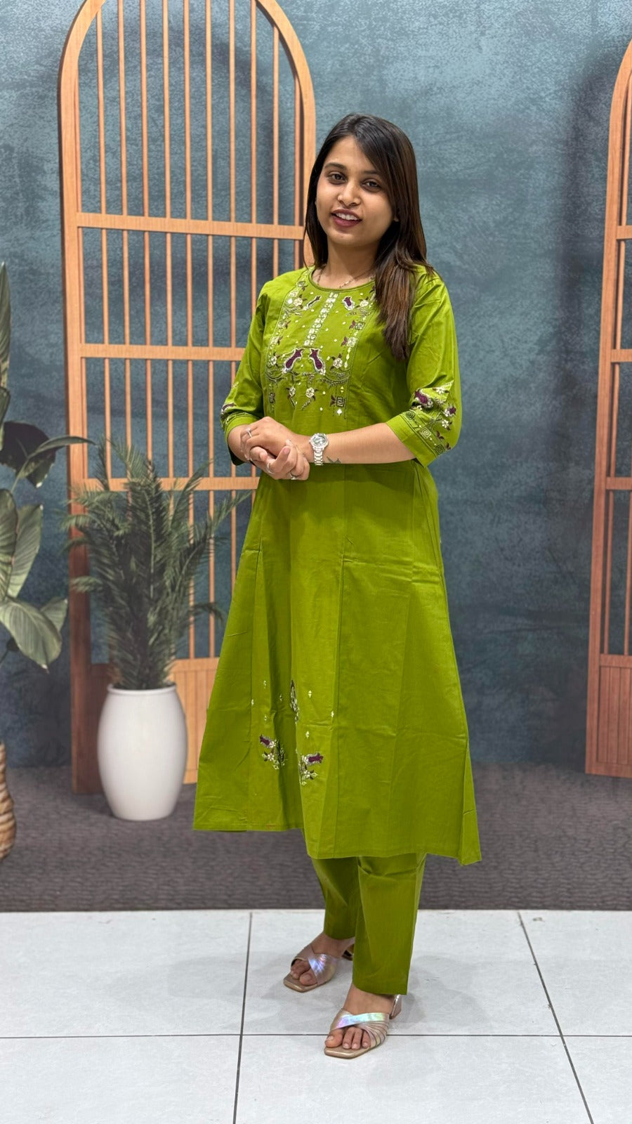 SHAGUN FASHION Embroidered Cotton Kurta Pant Set for Women
