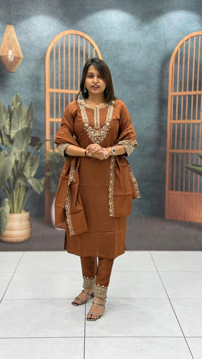 SHAGUN FASHION Embroidered Straight Kurta Set with Dupatta for Women | Festive & Ethnic Wear – Zankhi Boutique