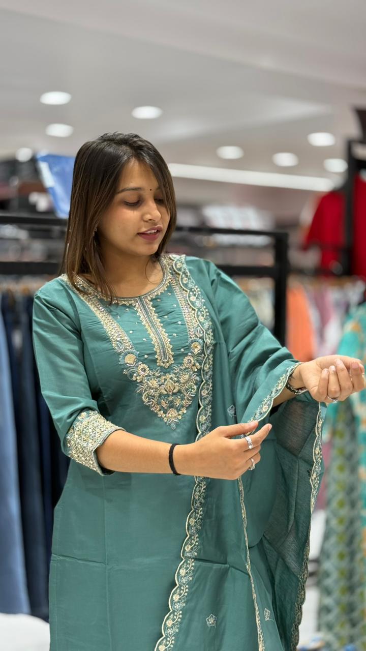 SHAGUN FASHION Embroidered Straight Kurta Set with Dupatta for Women | Festive & Ethnic Wear – Zankhi Boutique