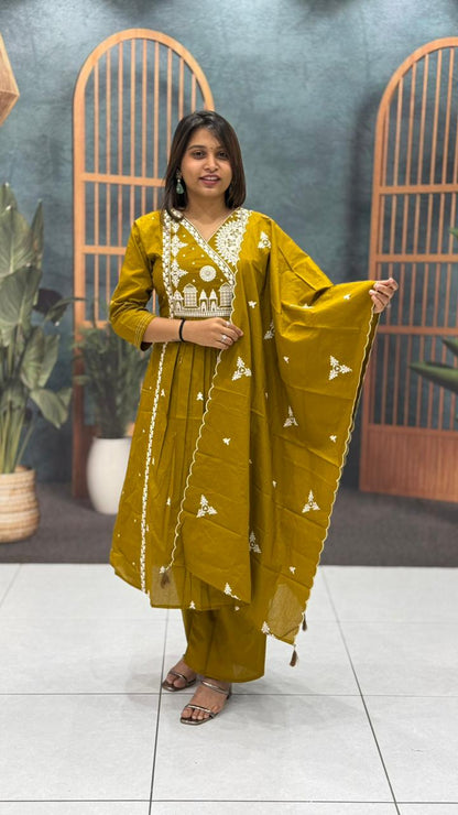 SHAGUN FASHION Cotton Embroidered Kurta Set with Dupatta – Festive & Ethnic Wear for Women