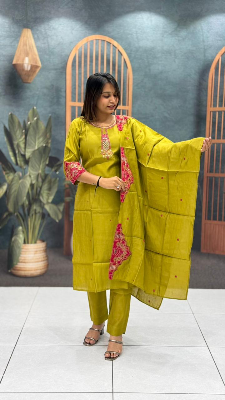 SHAGUN FASHION Handwork Straight Kurta Set with Dupatta